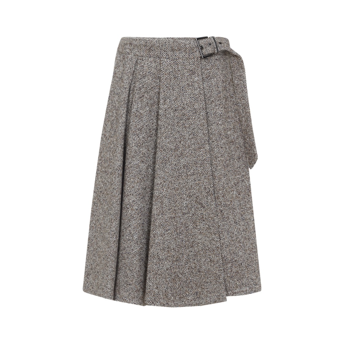 Brunello Cucinelli A-line Skirt With Structured Pleats In Animal Print