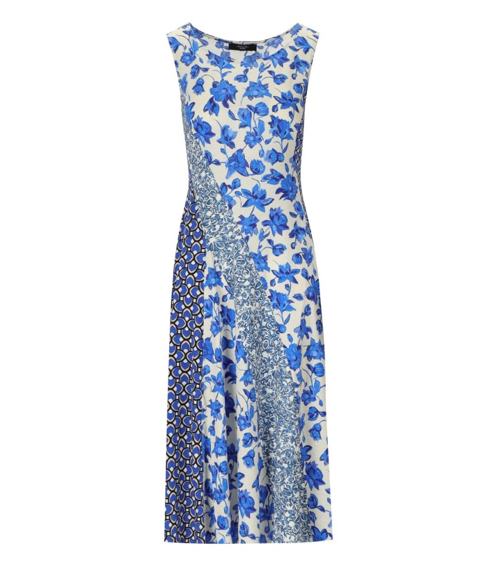 Max Mara Cubano Blue Floral Midi Dress In Blue
