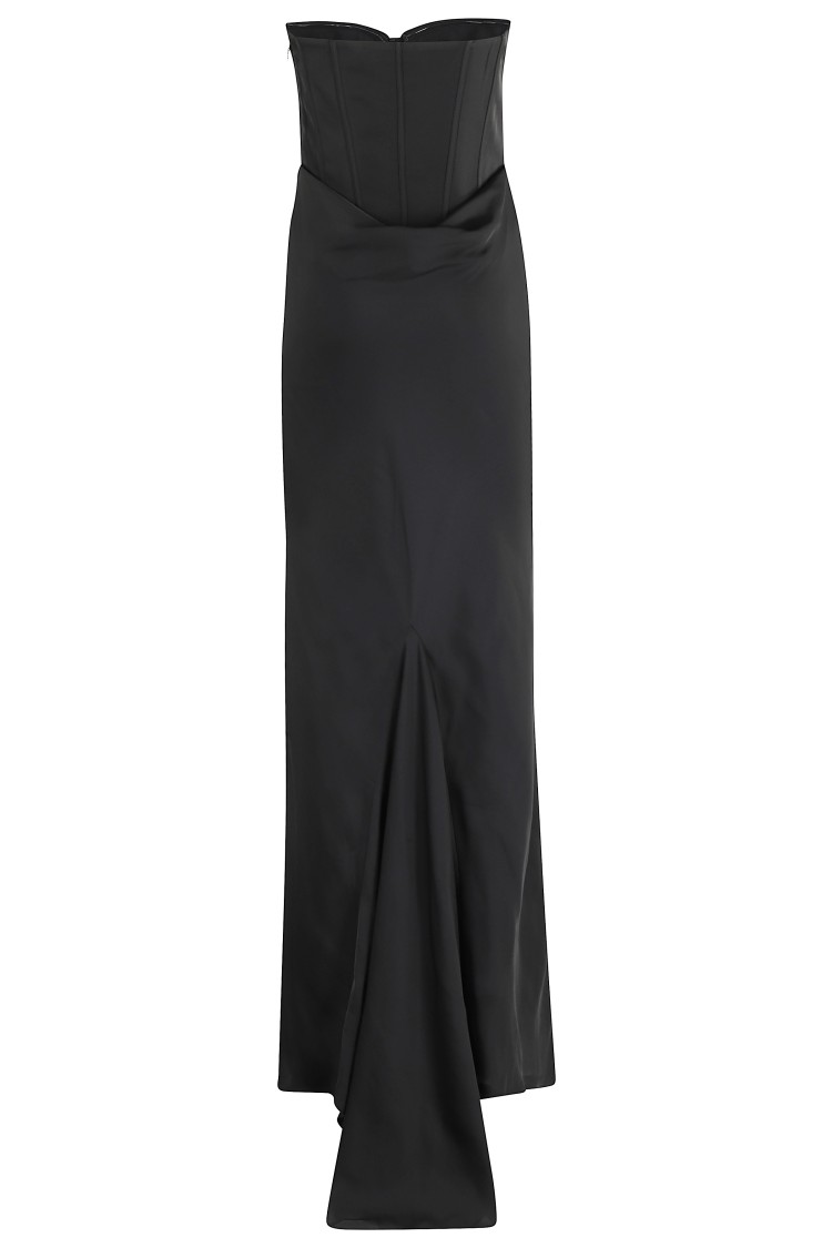 Rotate Birger Christensen Maxi Satin Dress With Corset In Black