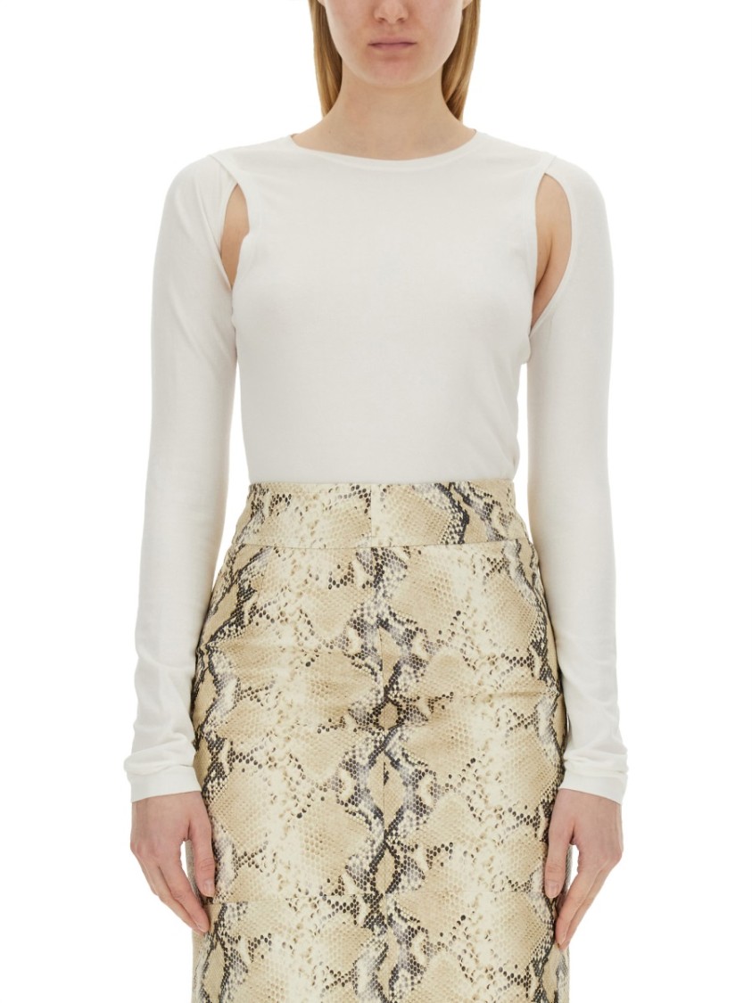 HELMUT LANG HELMUT LANG LONG-SLEEVED CUT-OUT TOP WITH EDGY SILHOUETTE