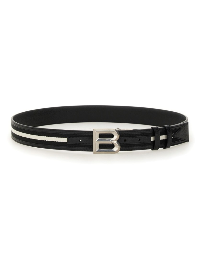Bally Black Belt With Prominent 'b' Buckle