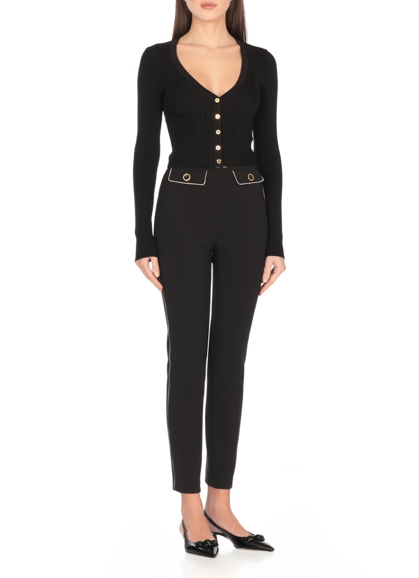 Shop Elisabetta Franchi Black Viscose Blend Cardigan