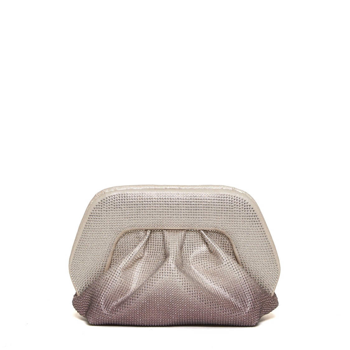 Themoirè Degrade Silver Pink Strass Clutch With Pleated Design In Pink