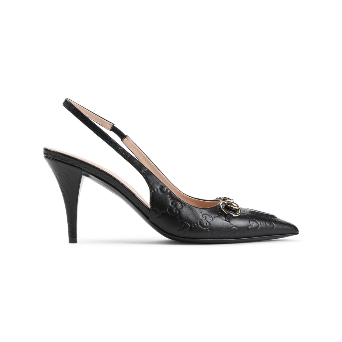 Gucci Leather Slingback Slippers With Pointed Toe In Black