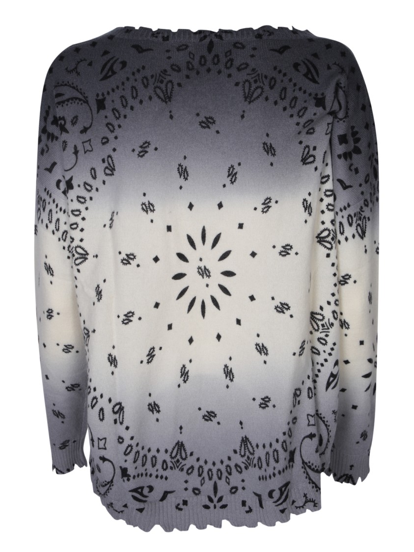 Kujten Gradient Knitwear With Intricate Black Patterns In Gray