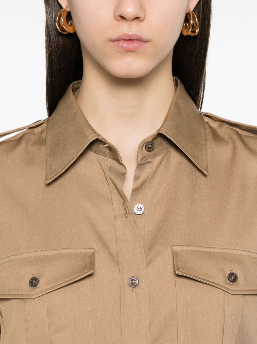Tom Ford Tailored Yellow Shirt With Structured Collar In Brown
