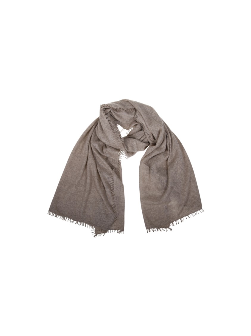 Mouleta Textured Cashmere Scarf With Fringed Edges In Brown