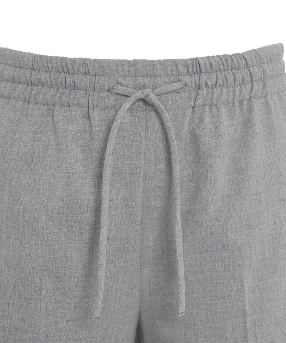 OTTOD'AME OTTOD'AME STRAIGHT-LEG PANTS WITH ELASTIC DRAWSTRING AND TEXTURED FABRIC