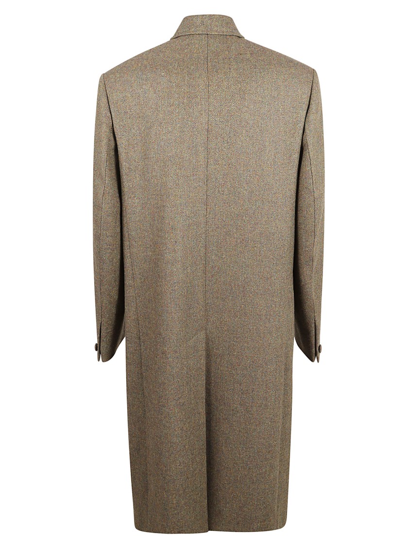 Givenchy Double-breasted Tailored Coat With Herringbone Pattern In Brown