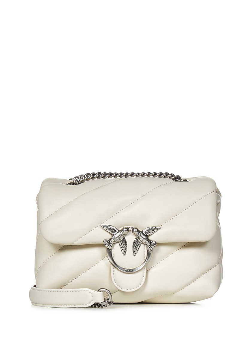 PINKO PINKO MINI SLANTED-QUILTED NAPPA BAG WITH LOGO BUCKLE AND CHAIN STRAP