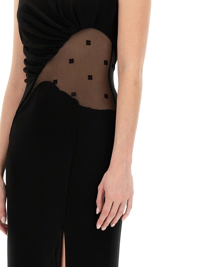 Givenchy Womens Black Semi-sheer Cut-out Woven Midi Dress