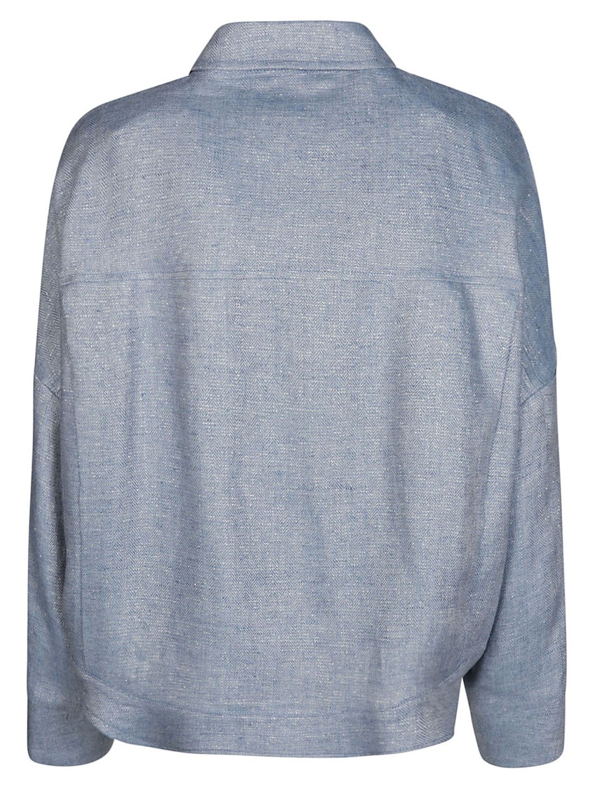 Herno Overshirt Denim Herringbone Pattern In Blue