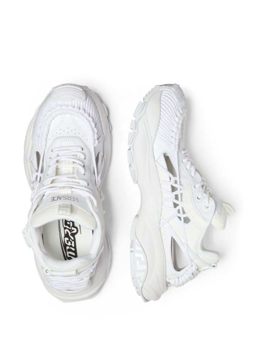Versace White Panelled Sneakers With Cut-out