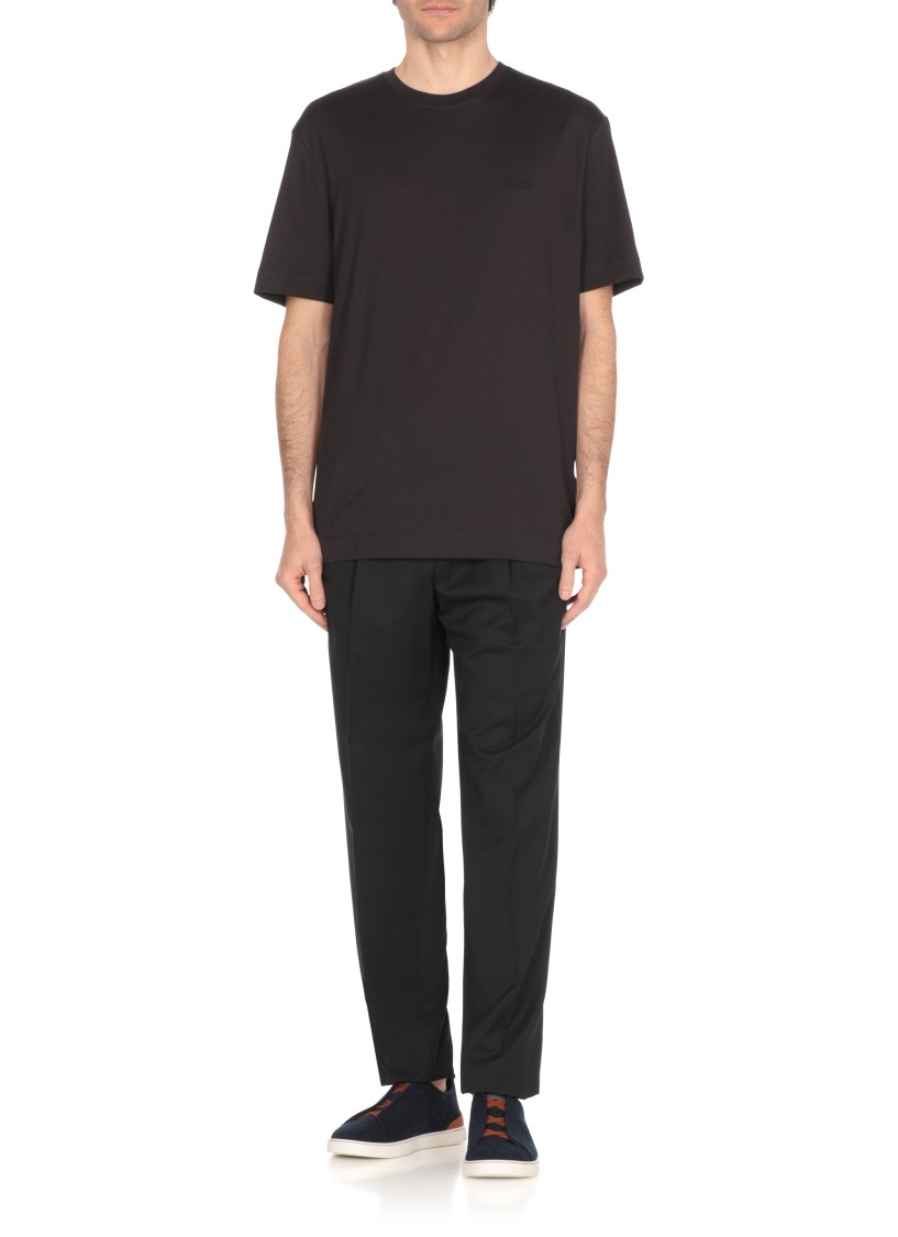 Shop Zegna Blue Cotton T-shirt In Black