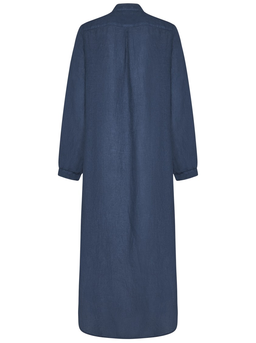 Massimo Alba Ultramarine Blue Linen Kaftan With Buttoned Front In Blue