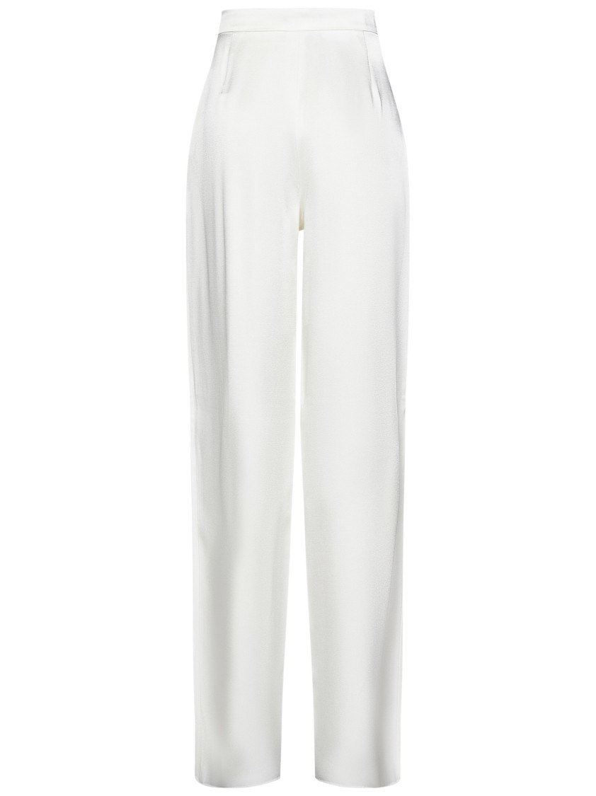Max Mara Sleek White Trousers With Tailored High Waist In White
