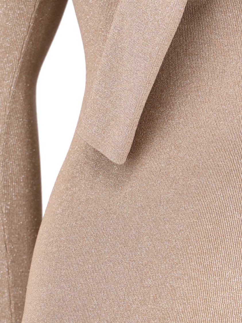 Max Mara Ribbed Maxi Dress With Round Neckline And Deep V-back In Neutral