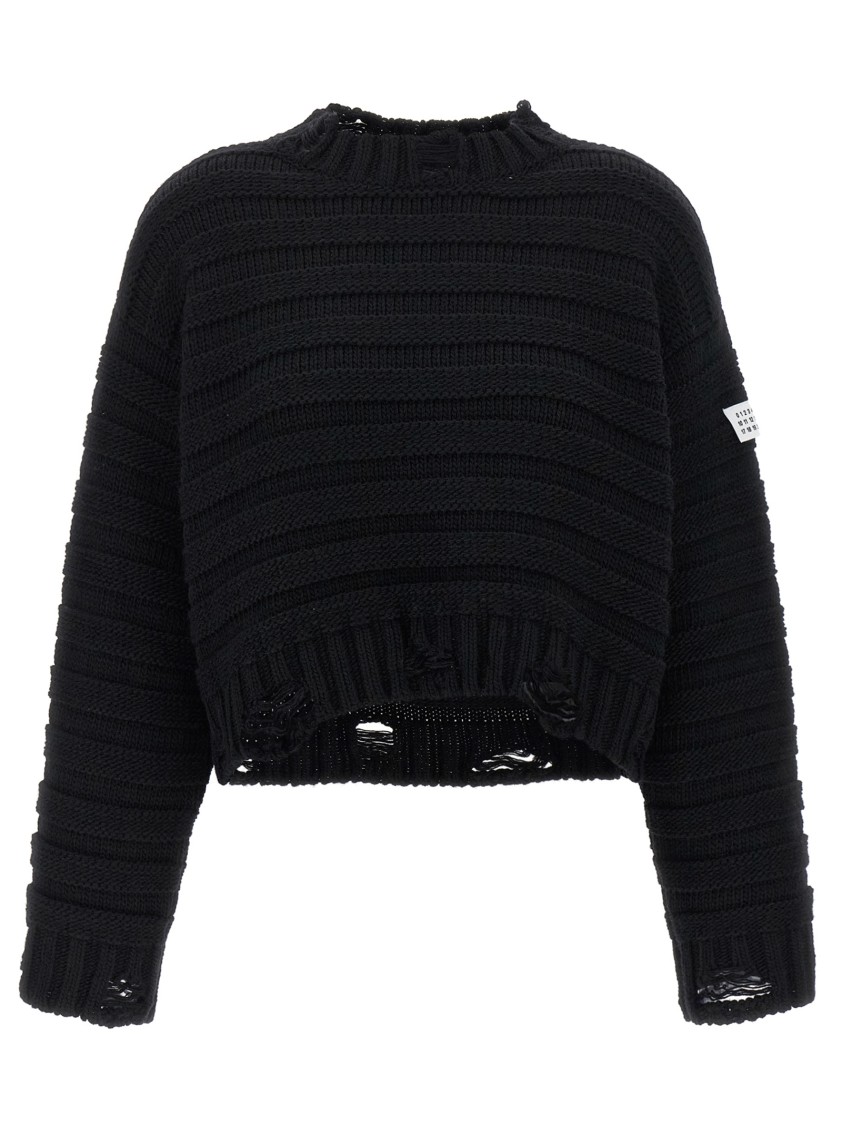 Mm6 Maison Margiela Mm6 By Maison Margiela Distressed Wool Sweater