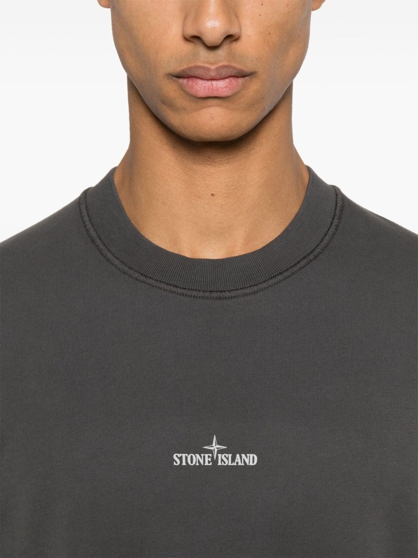 Stone Island Sweatshirt With Industrial Flow Print In Gray