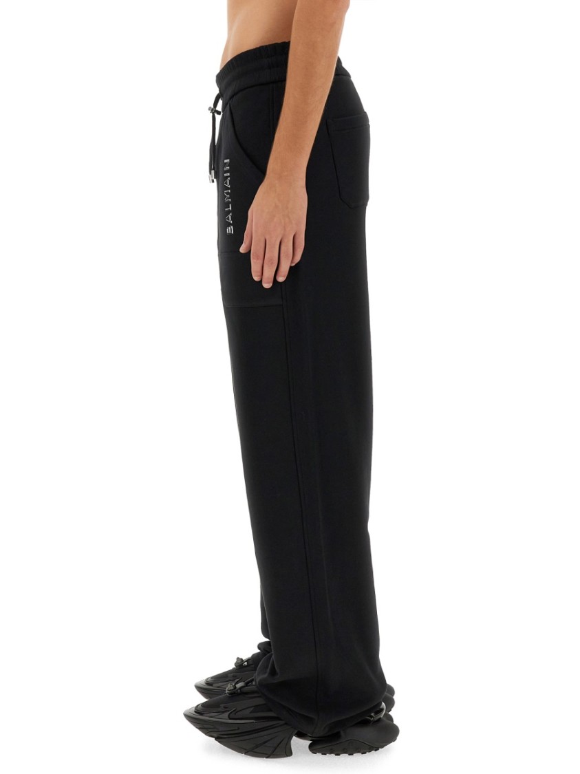 Balmain Men Jogging Pants With Logo In Black