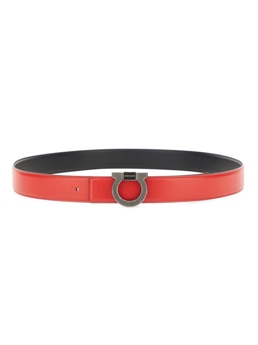 Ferragamo Adjustable Leather Belt Metal Buckle