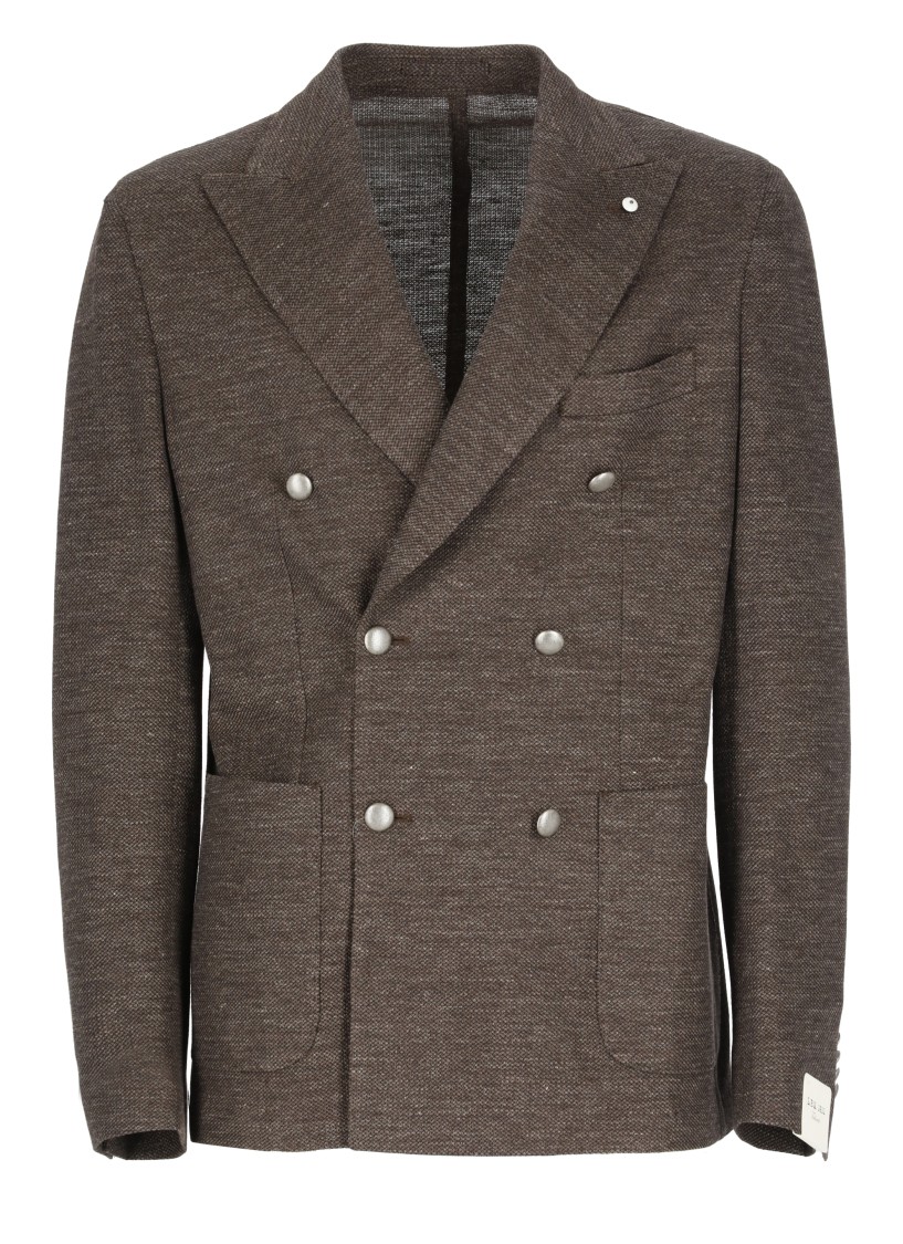 LUBIAM LUBIAM IVORY LINEN DOUBLE BREASTED JACKET