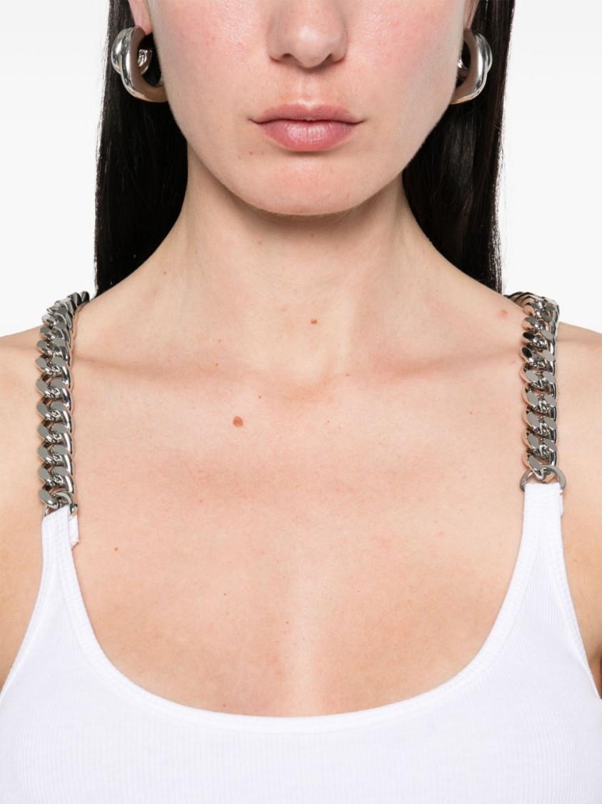 Stella Mccartney Stella Mc Cartney White Tank Top With Chain Straps In White