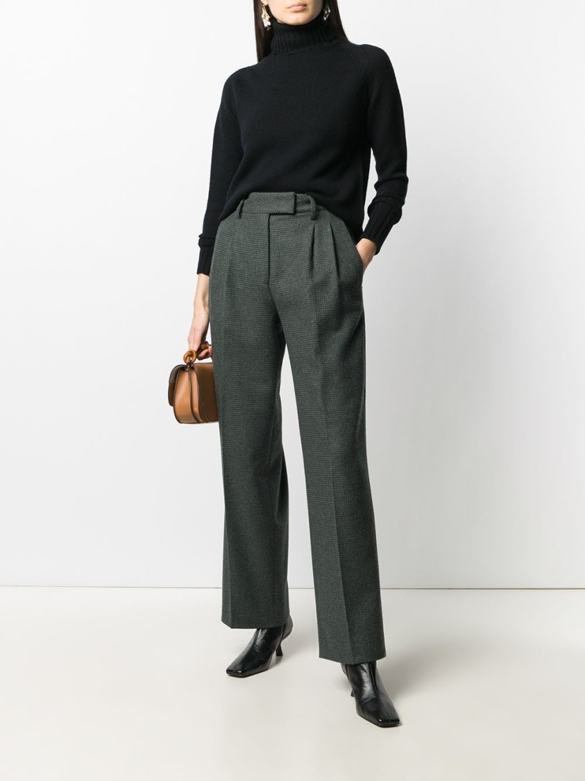 Drumohr Classic Roll Neck Sweater With Ribbed Detailing In Black