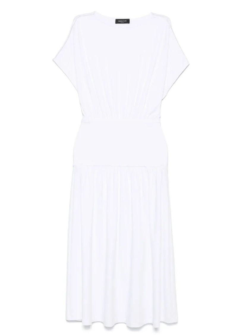 Fabiana Filippi Relaxed Silhouette Midi Dress With Cinched Waist In White