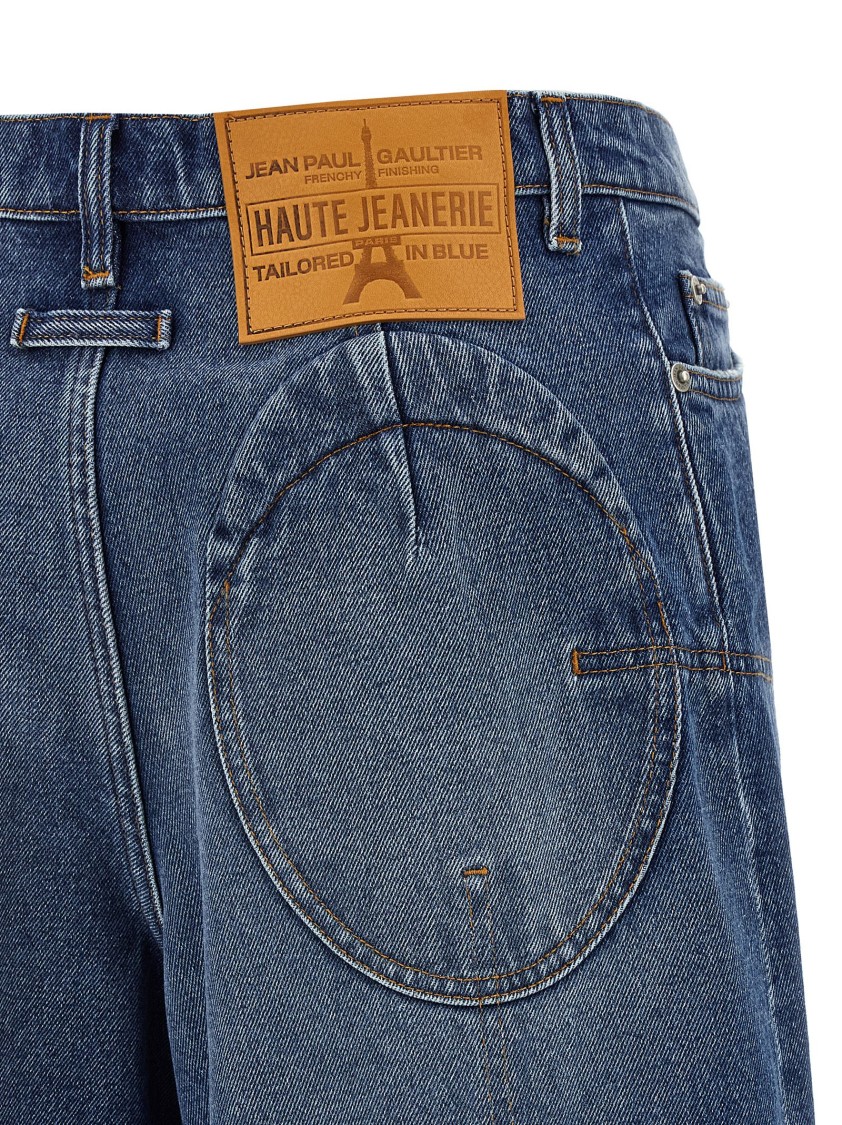 Jean Paul Gaultier Wide Leg Denim Jeans With Pences In Blue