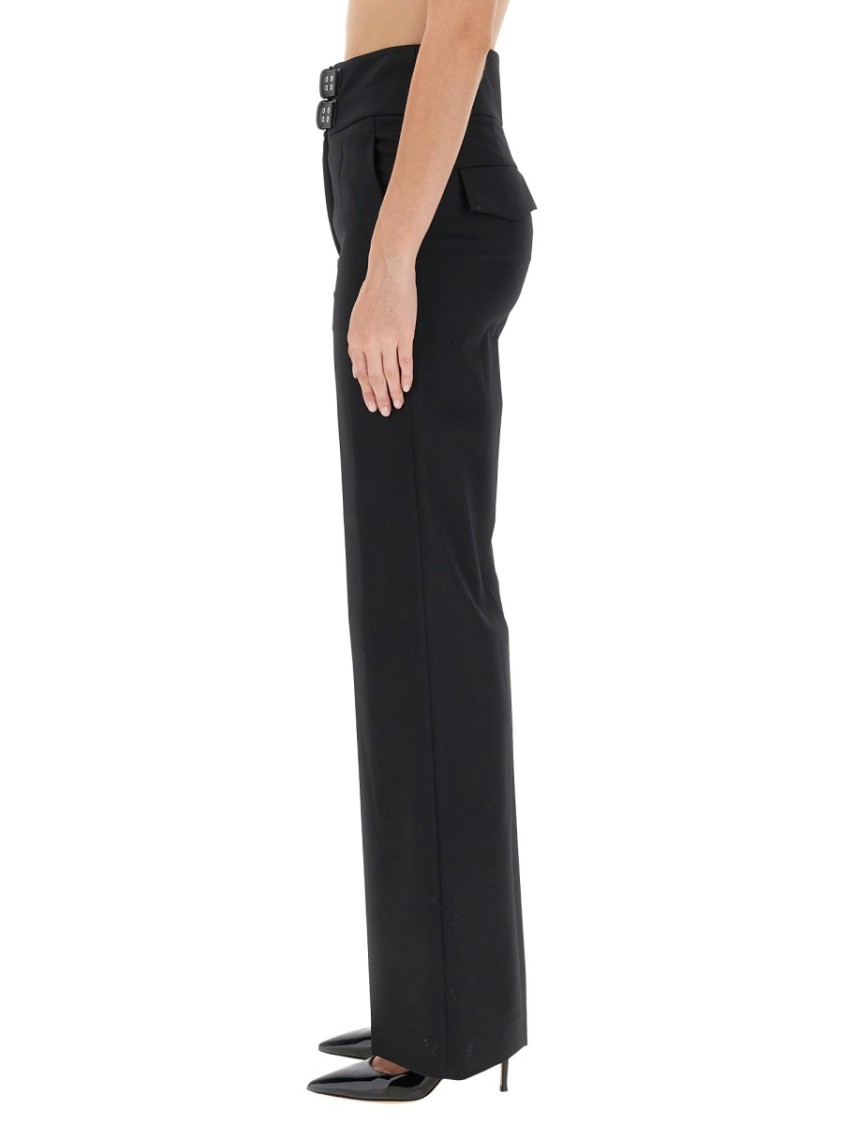 Shop Moschino High-waisted Pants With Straps And Back Pockets In Black