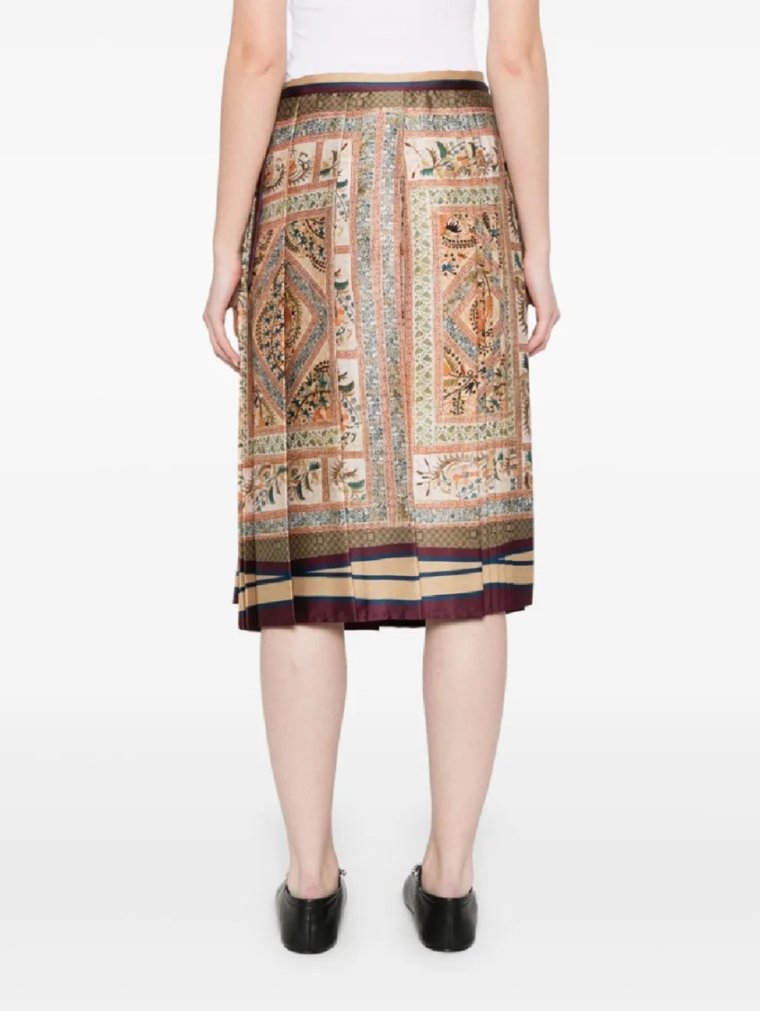 Pierre-louis Mascia Pleated Skirt With Floral And Geometric Patterns