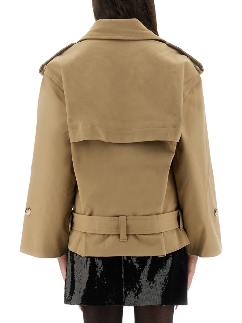 Self-portrait Double-breasted Trench Jacket In Brown
