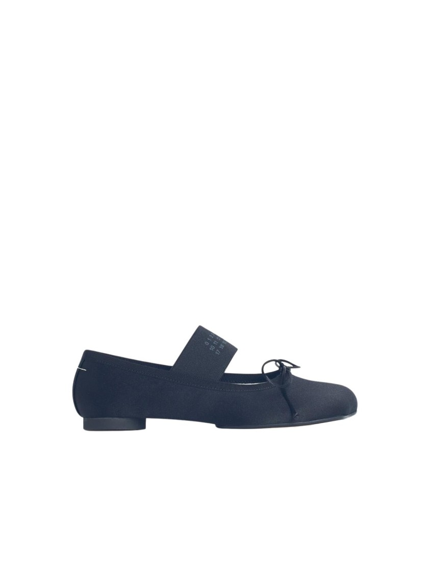 Shop Mm6 Maison Margiela Mm6 By Maison Margiela Black Polyester Ballet Flats