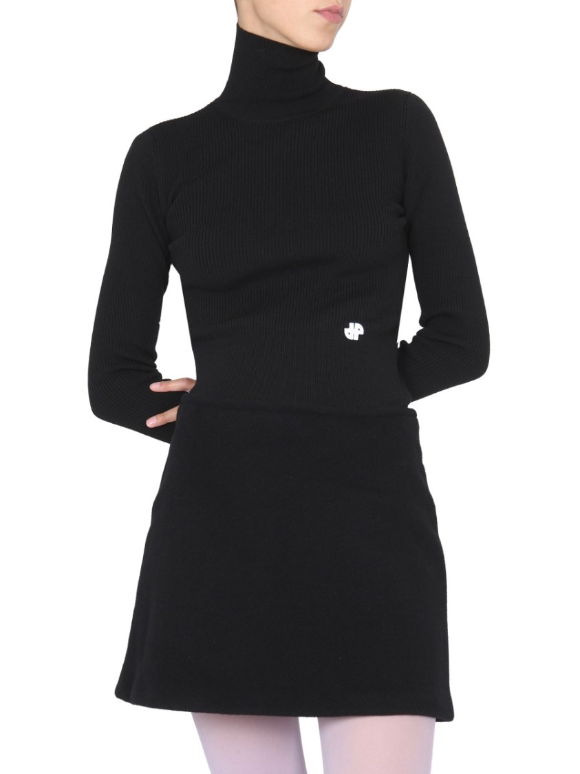 PATOU PATOU FITTED RIBBED TURTLENECK SHIRT
