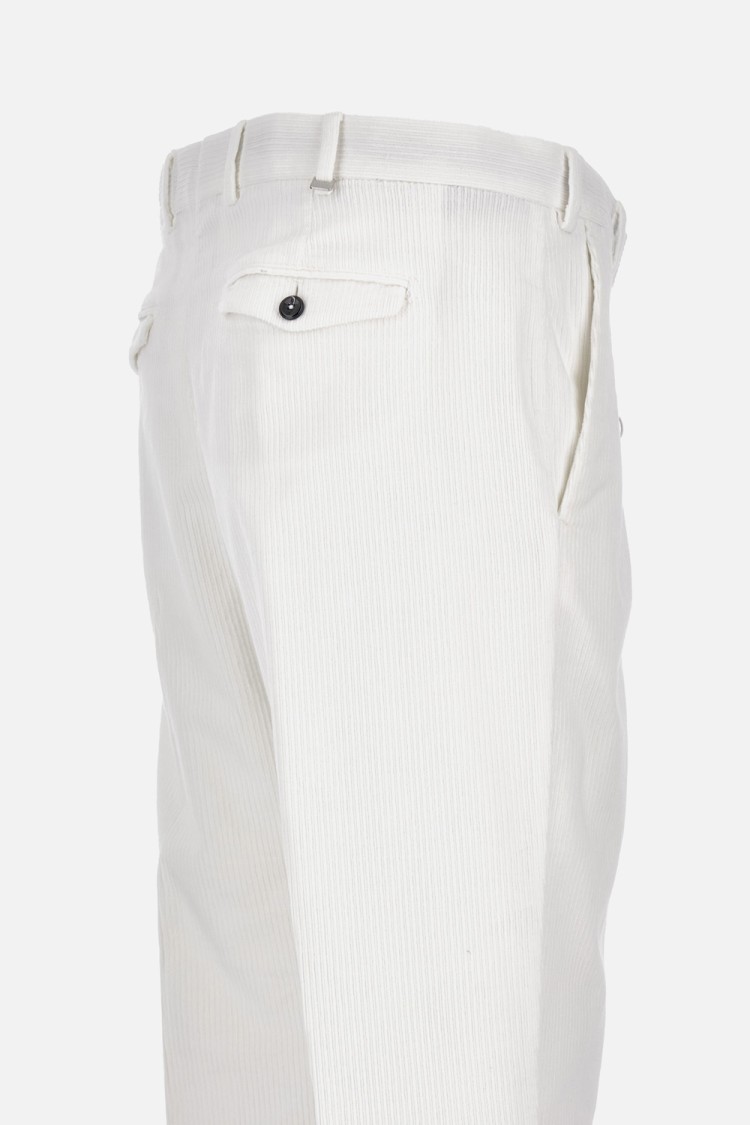 Pt01 Wide Ribbed Velvet Trousers In White