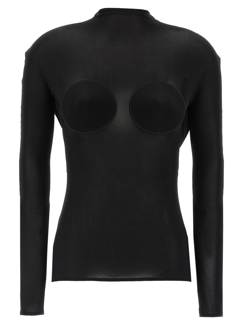 Jean Paul Gaultier Semi-transparent Black Jersey Cone Sweater