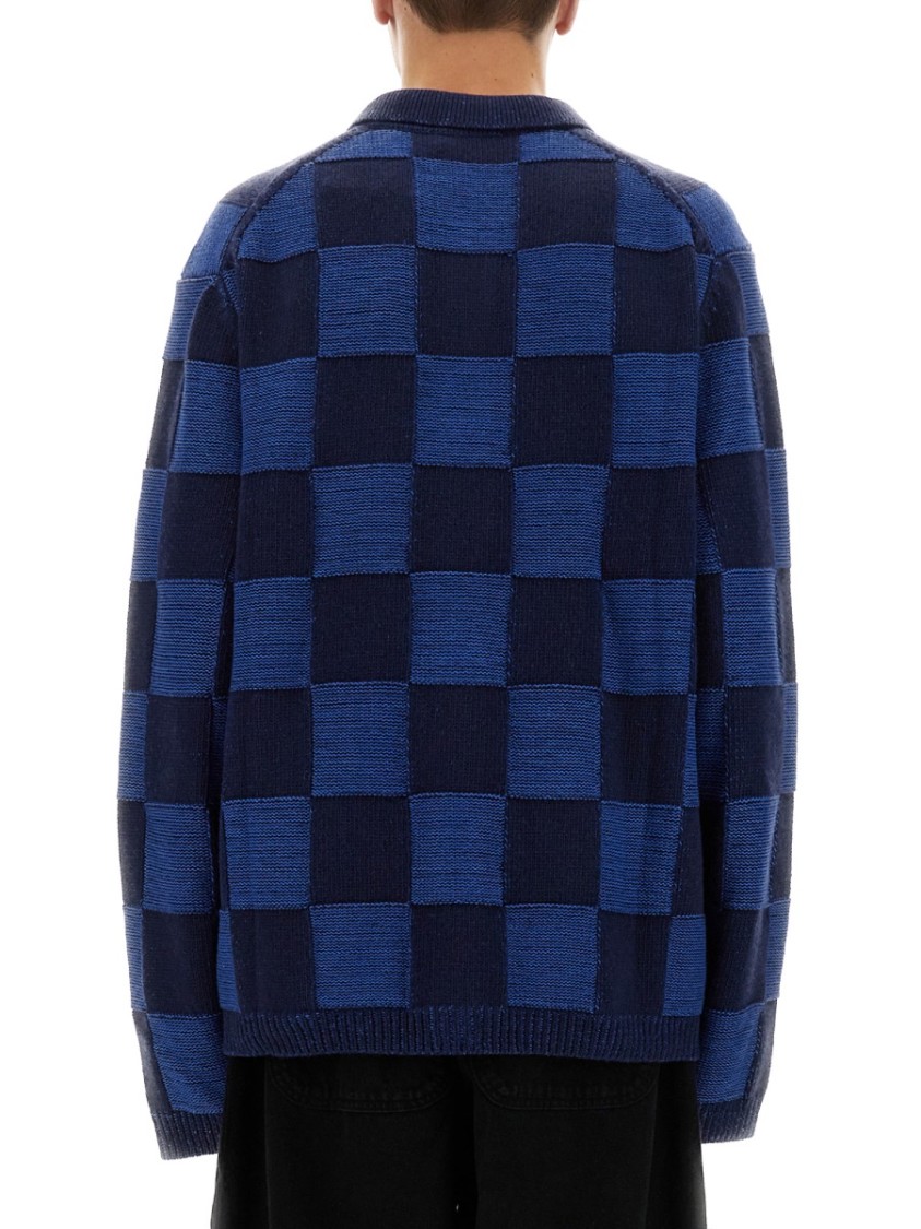 Ymc You Must Create Ymc Mens Baker Checkerboard Cardigan In Blue