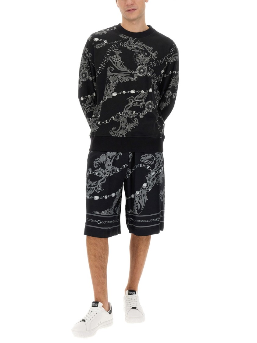 Shop Versace Jeans Couture Chain Couture Bermuda Shorts In Black