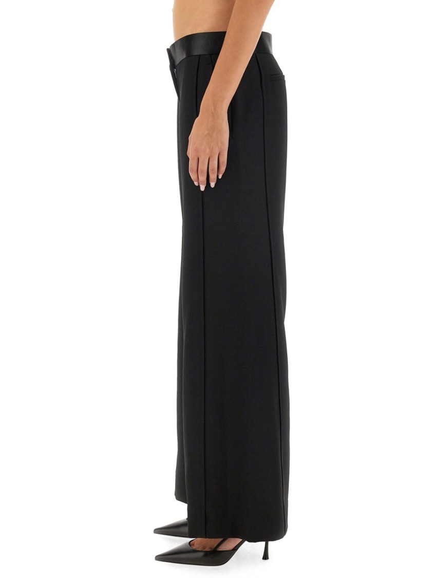 Victoria Beckham Side Panel Wool-blend Wide-leg Pants In Black