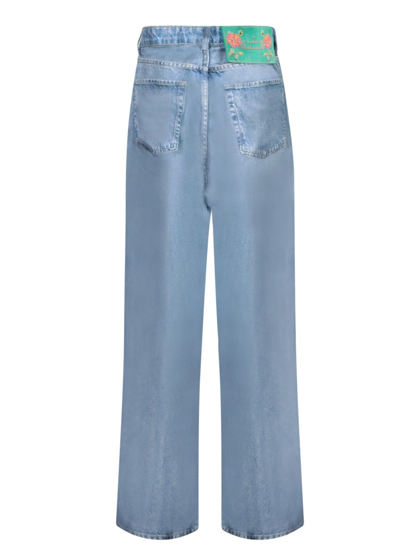 Shop Pierre-louis Mascia Wide-leg Denim Trousers With Subtle Stitching Details