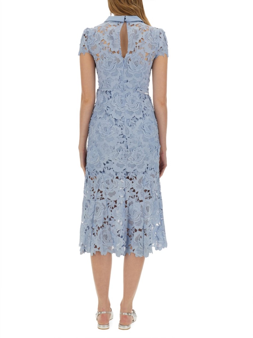 Shop Self-portrait Lace Midi Dress In Blue