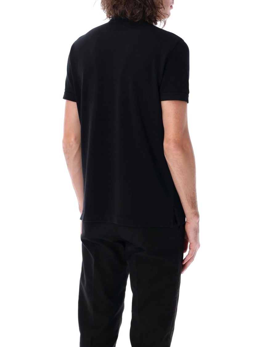 Tom Ford Black Short-sleeves Polo In Cotton Piquet Jersey Man In Black