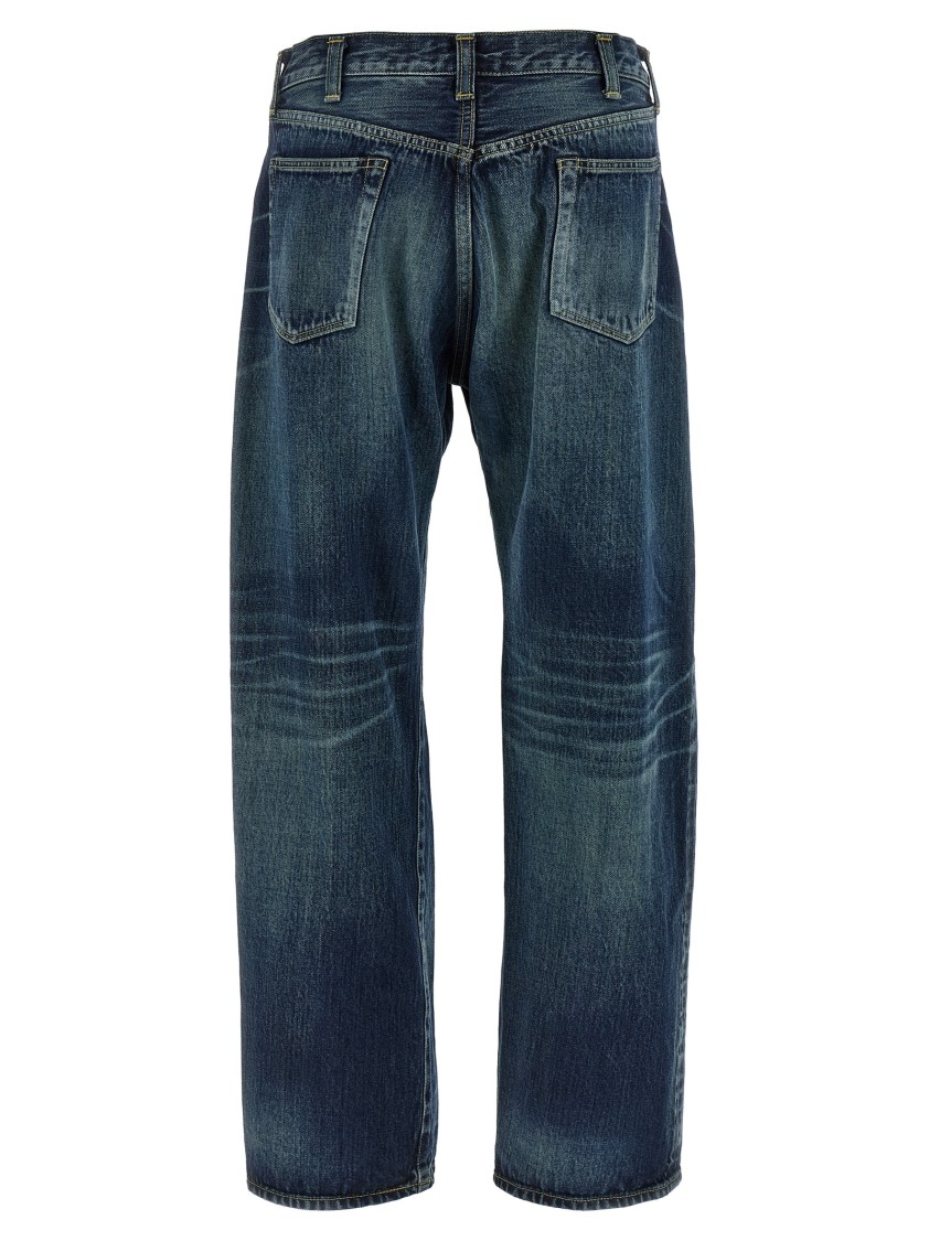 Junya Watanabe Stonewashed Denim Jeans With Textured Finish In Blue