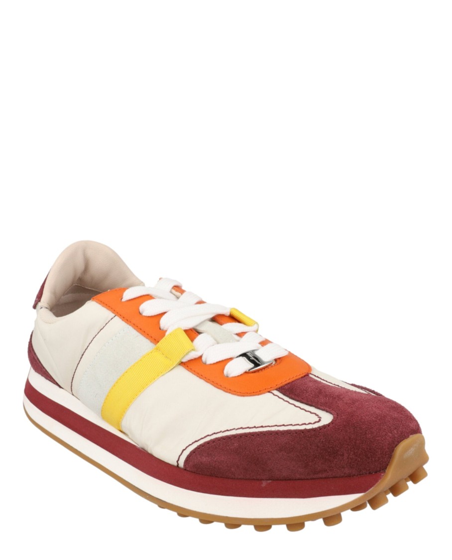 FERRAGAMO FERRAGAMO LULIO SUEDE SNEAKERS WITH SILVER-TONE ACCENTS