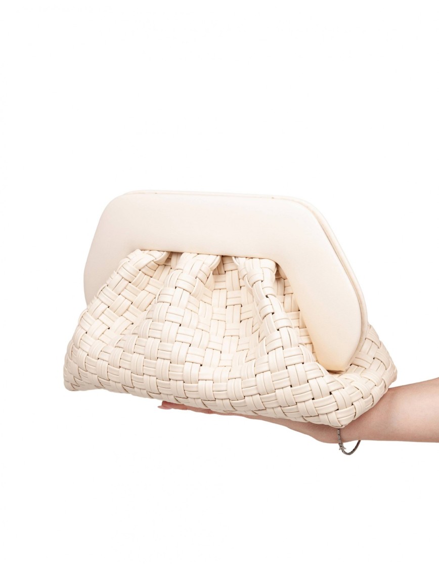 Themoirè Tia Clutch Bag In Vegan Fabric, Shell Color In Neutral