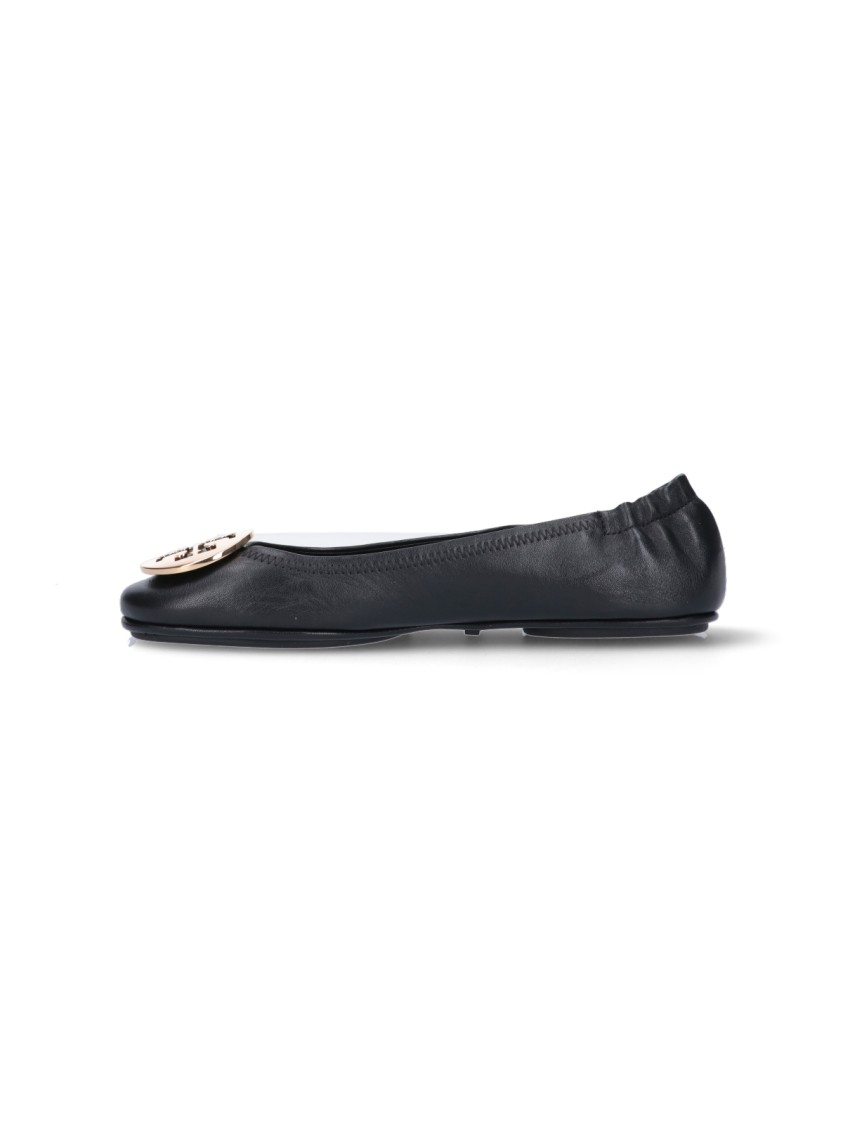 Tory Burch Claire Leather Ballet Flats In Black
