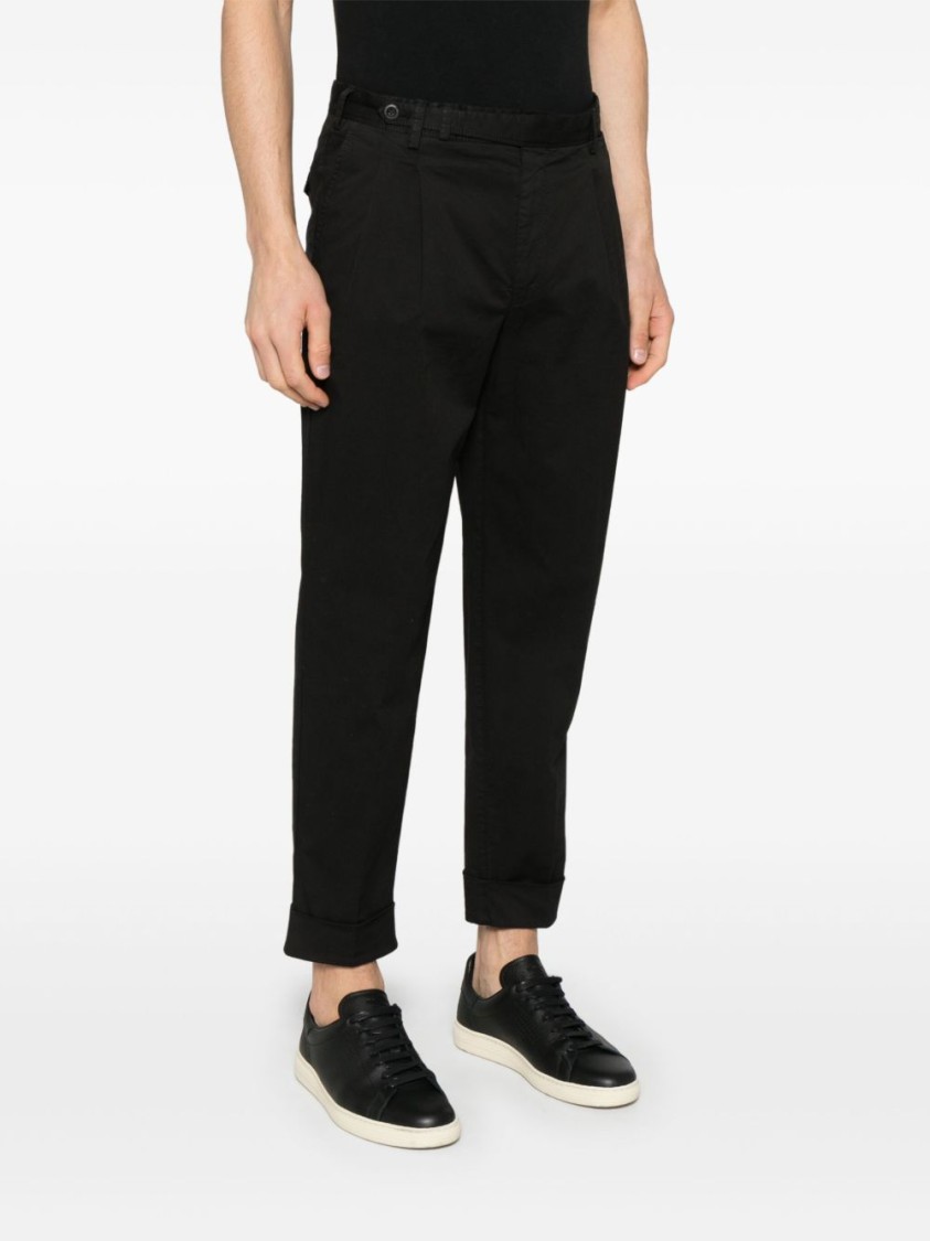 Pt Torino Tailored Black Trousers With Classic Pleat In Black