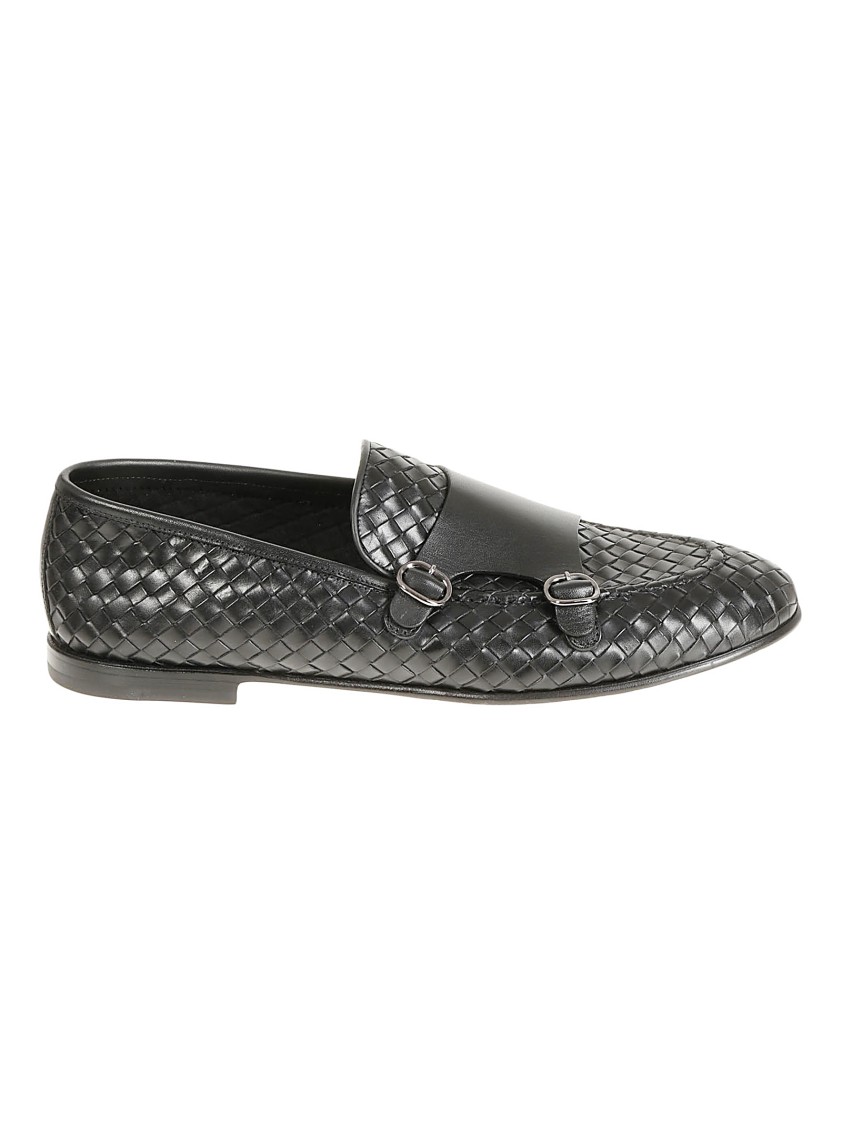 Barrett Black Leather Loafer With Woven Upper