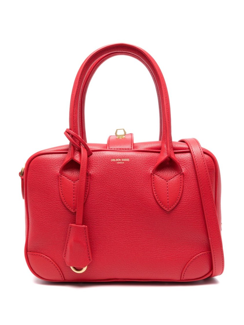 Golden Goose Structured Red Goat Leather Handbag In Red